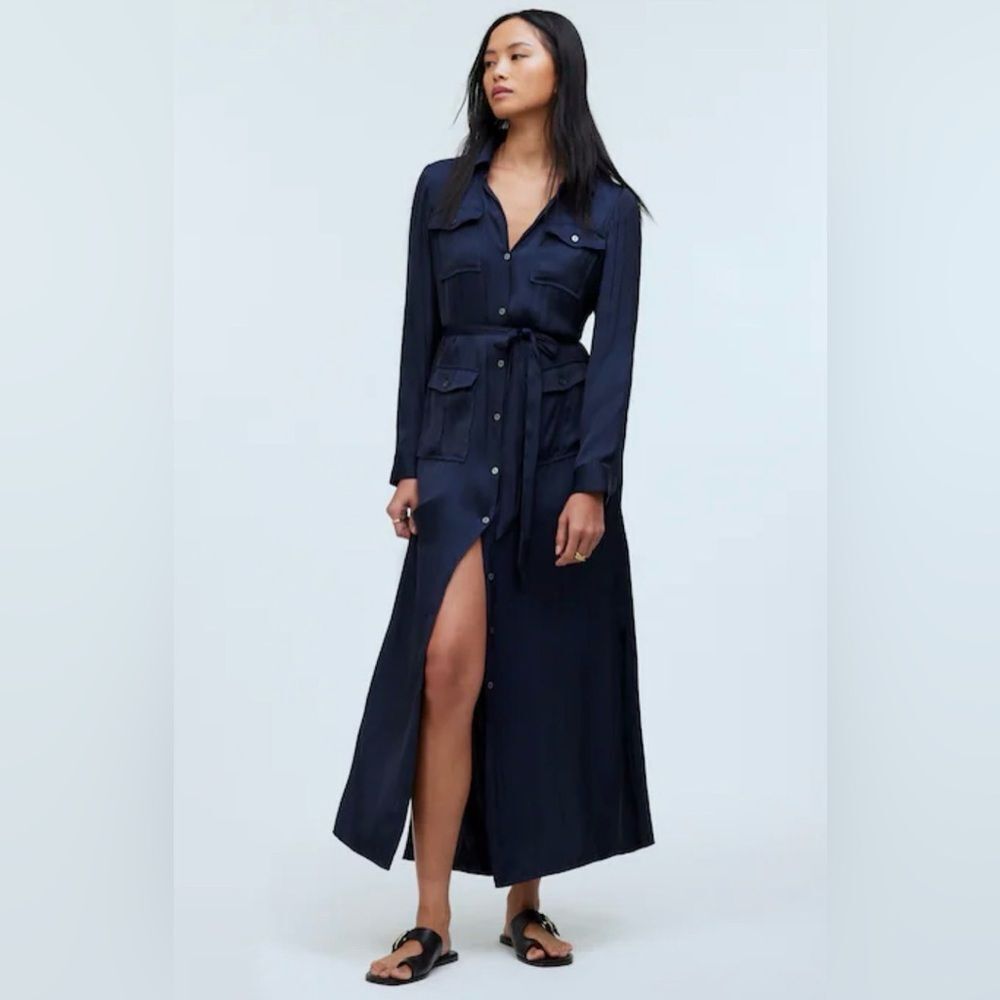 Madewell Button-Front Utility Shirtdress Long Sleeve Dress